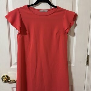 Ces Femme Coral Flutter-Sleeve Mini Shift Dress